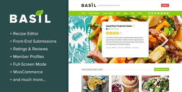 Basil Recipes – A Recipe-Powered WordPress Theme