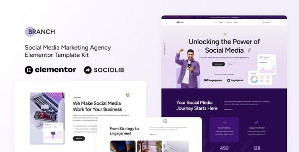 Branch – Social Media Marketing Agency Elementor Template Kit